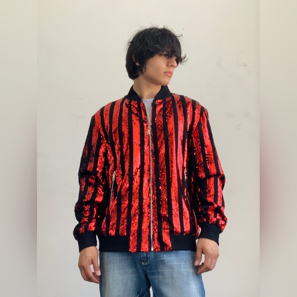 Men's Manzini Black | Red Sequins Performance Jacket NWT